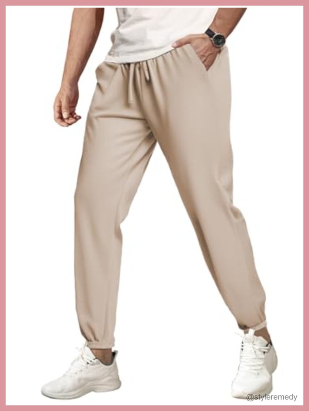 Men's Waffle Jogger Sweatpants with Pockets - Casual Slim Fit Drawstring Pants